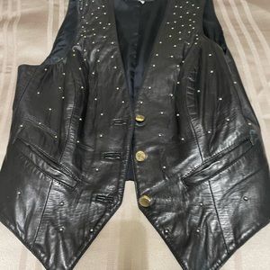 Leather vest with studs